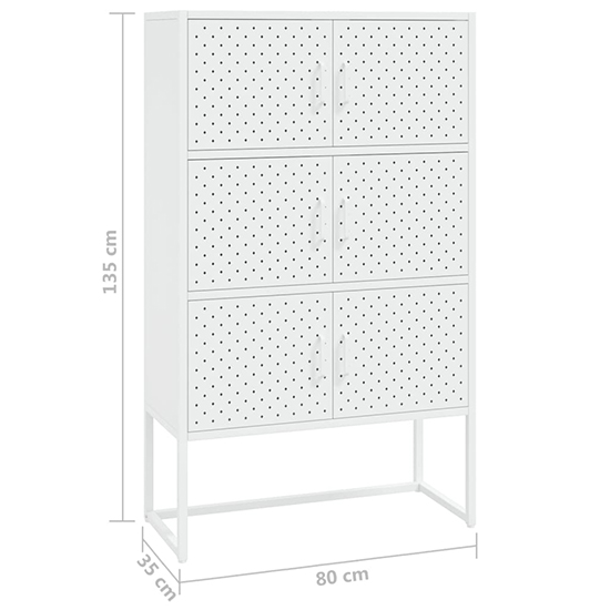 Utara Tall Steel Storage Cabinet With 6 Doors In White
