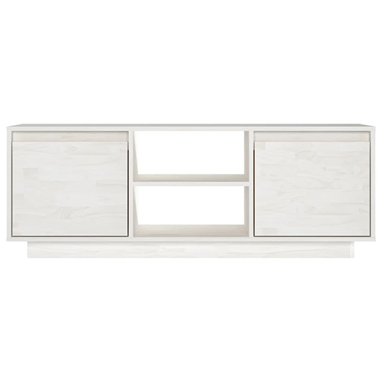 Utari Solid Pinewood TV Stand With 2 Doors In White_3