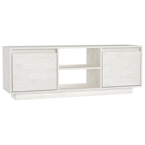 Utari Solid Pinewood TV Stand With 2 Doors In White_4