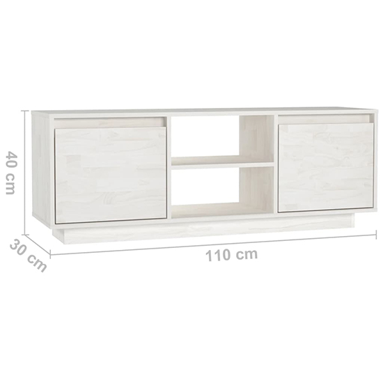 Utari Solid Pinewood TV Stand With 2 Doors In White_6