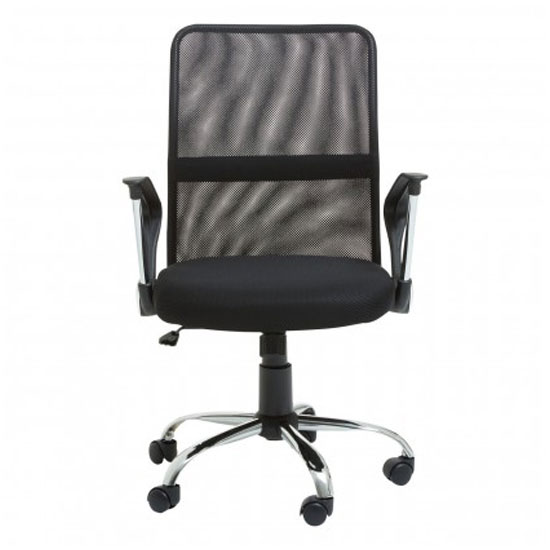 Utica Fabric Home And Office Chair In Black With Chrome Arms_2