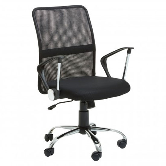 Utica Fabric Home And Office Chair In Black With Chrome Arms