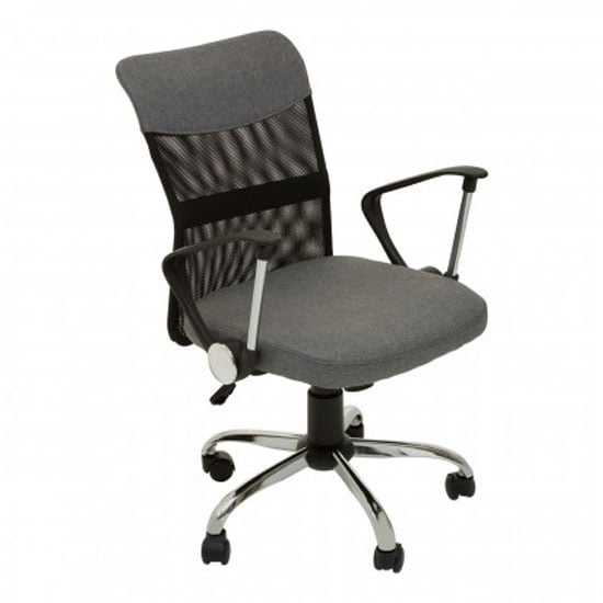 Utica Fabric Home And Office Chair In Grey With Chrome Arms