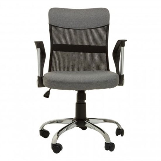 Utica Fabric Home And Office Chair In Grey With Chrome Arms_3