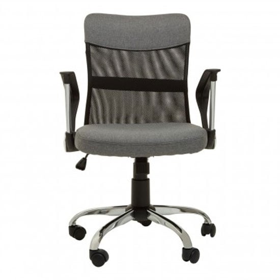 Utica Fabric Home And Office Chair In Grey With Chrome Arms
