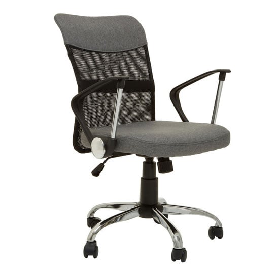 Utica Fabric Home And Office Chair In Grey With Chrome Arms