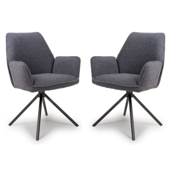 Read more about Utica grey boucle carver snuggly fabric dining chairs in pair