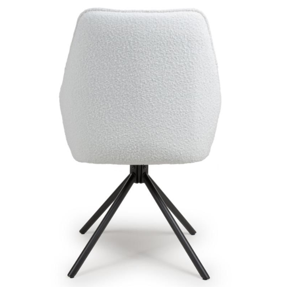 Utica Ivory Fabric Dining Chairs With Black Legs In Pair