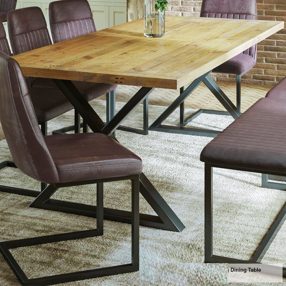 Utica Large Wooden Dining Table With Diagnal Legs In Satin