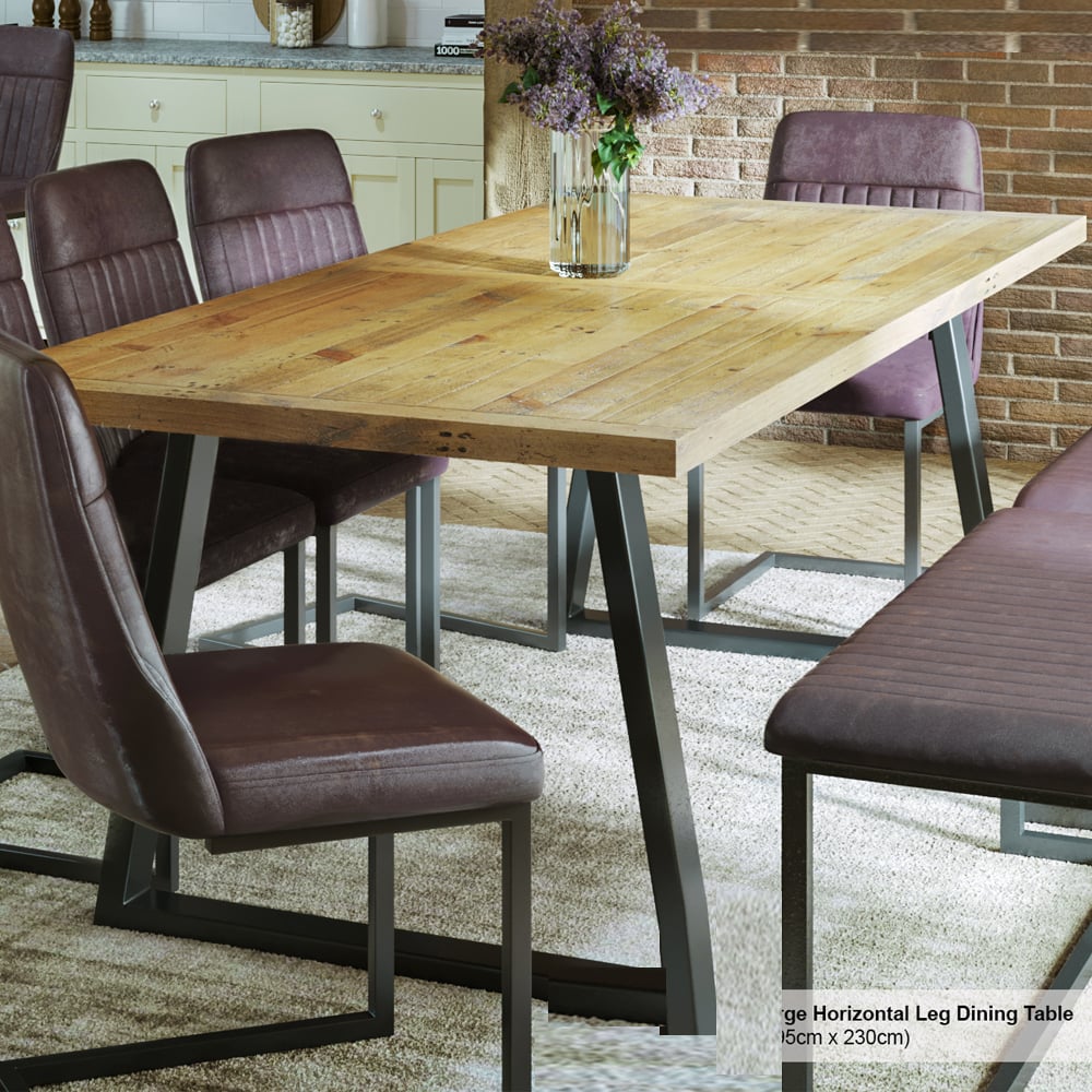 Utica Large Wooden Dining Table With Horizontal Legs In Satin