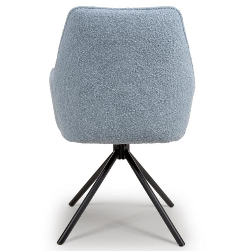 Utica Light Blue Fabric Dining Chairs With Black Legs In Pair