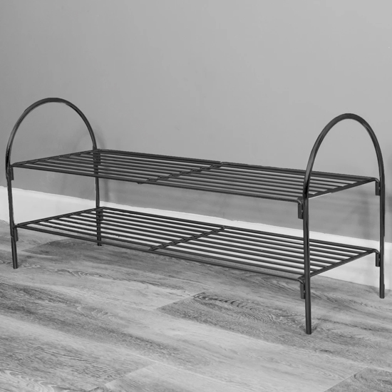 Read more about Utica metal 2 tiers shoe rack in black