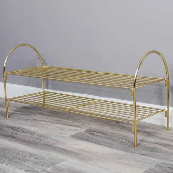 Photo of Utica metal 2 tiers shoe rack in gold