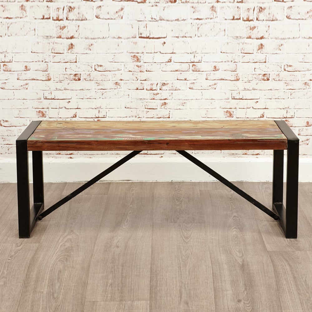 Utica Small Wooden Rectangular Dining Bench In Satin Lacquer