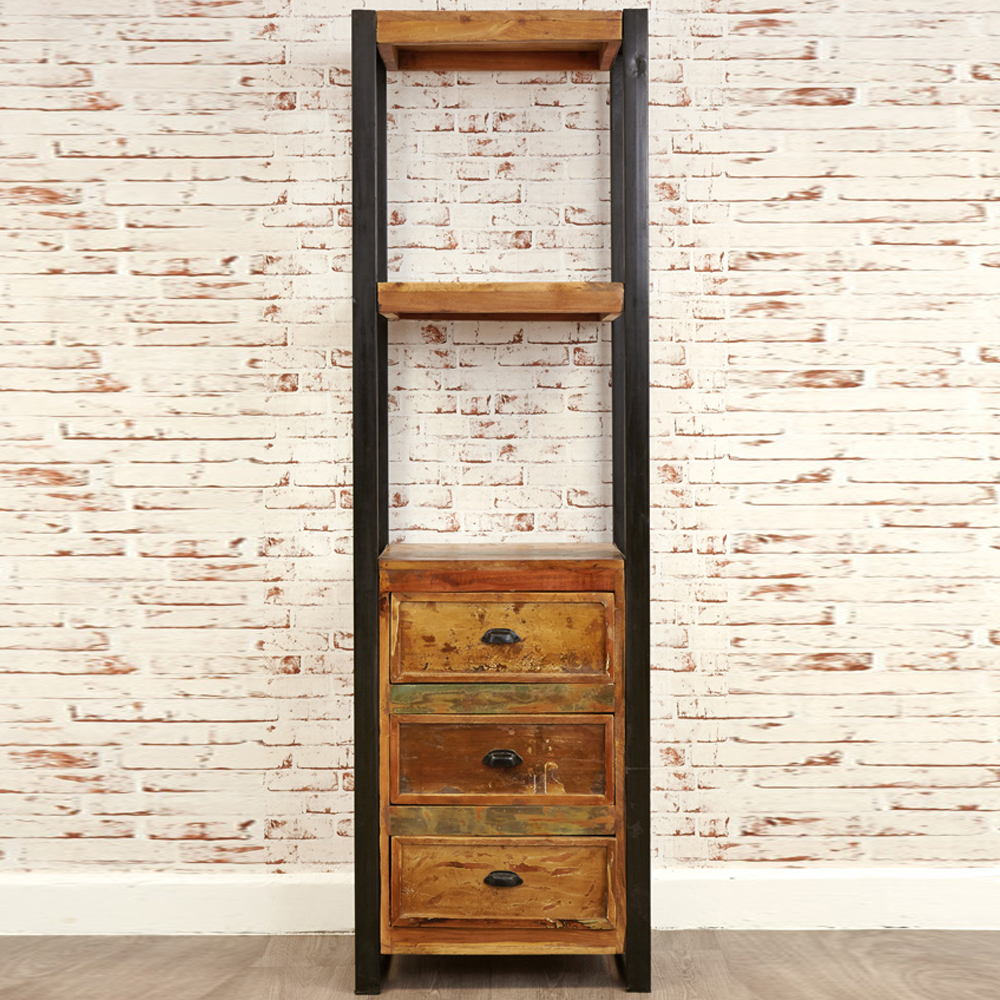 Utica Wooden Bookcase With 3 Drawers In Satin Lacquer