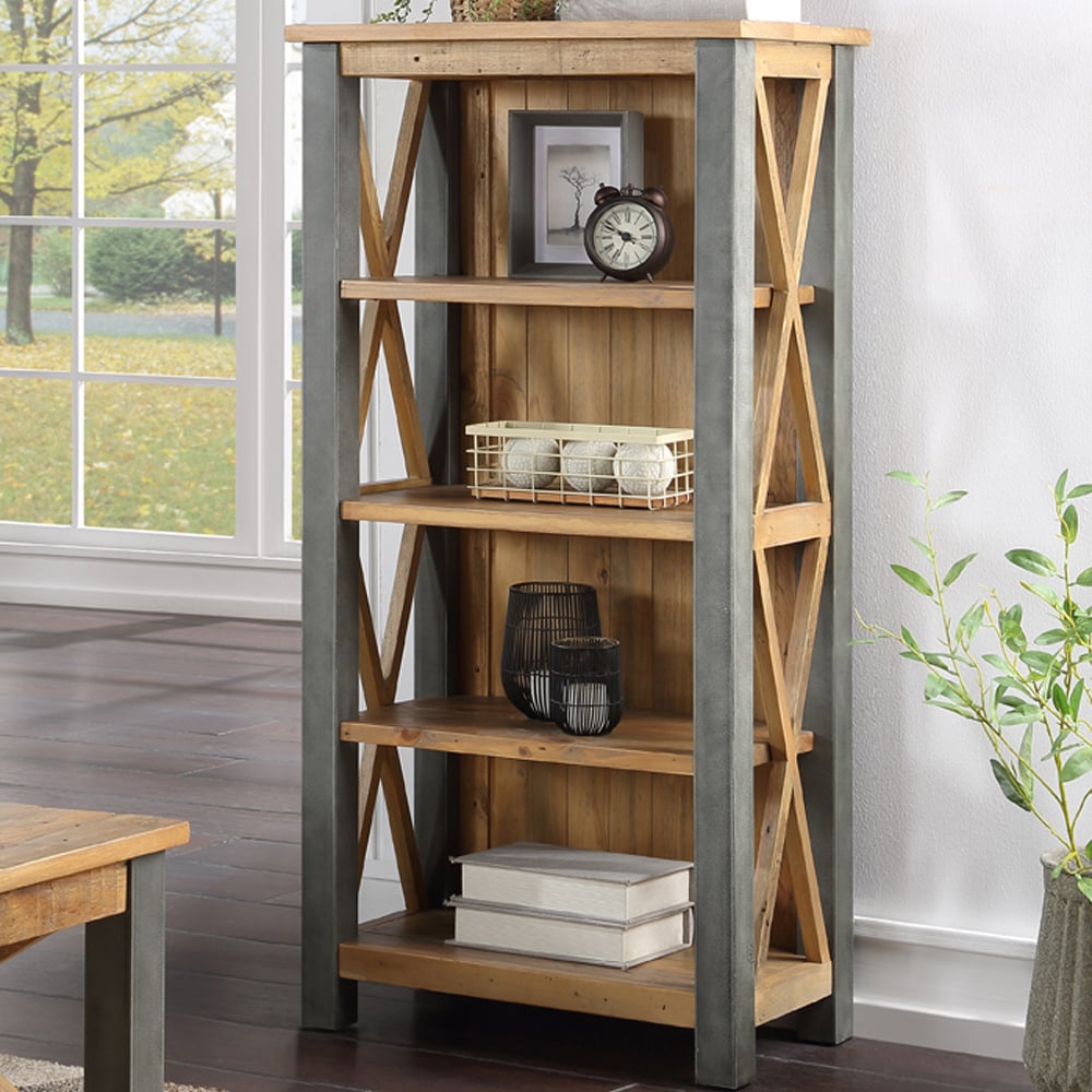 Utica Wooden Bookcase With 4 Shelves In Satin Lacquer