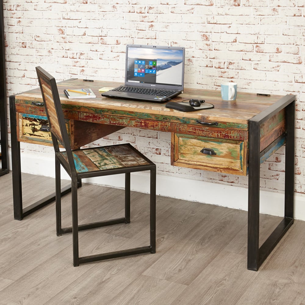Utica Wooden Laptop Desk With 2 Drawers In Satin Lacquer
