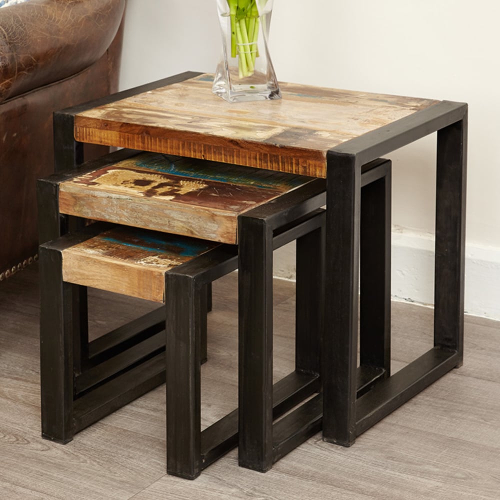 Utica Wooden Nest Of 3 Tables In Satin Lacquer