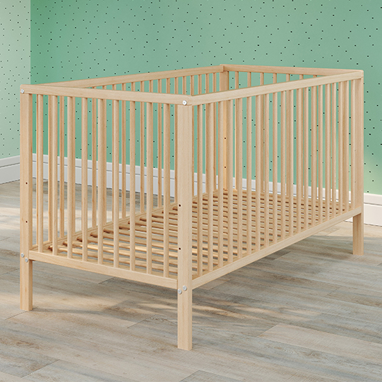 Uvatera Wooden Baby Cot With Slatted Frame In Beech_3