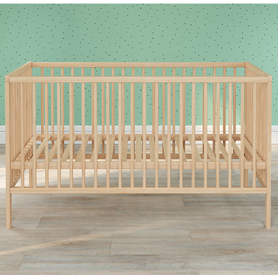Uvatera Wooden Baby Cot With Slatted Frame In Beech_4