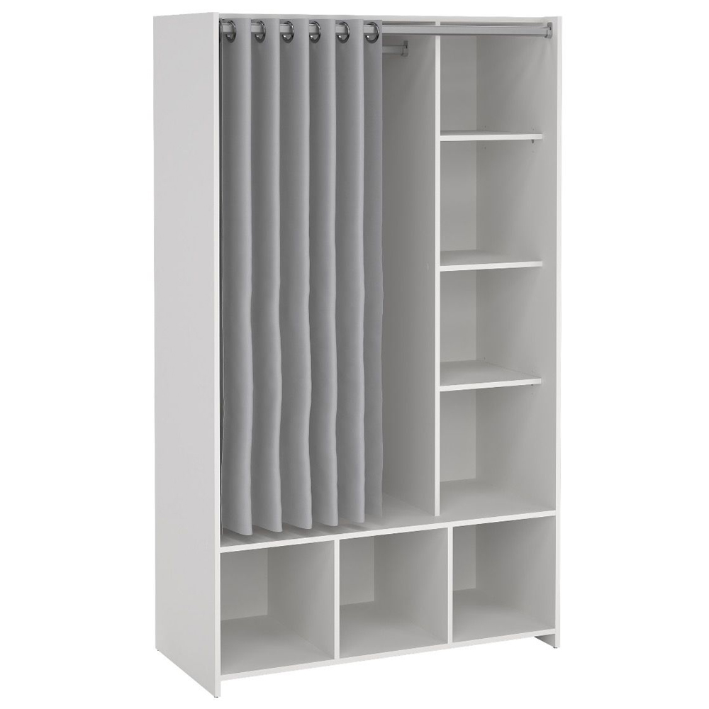 Uxbridge Wooden Open Wardrobe With 7 Shelves In White