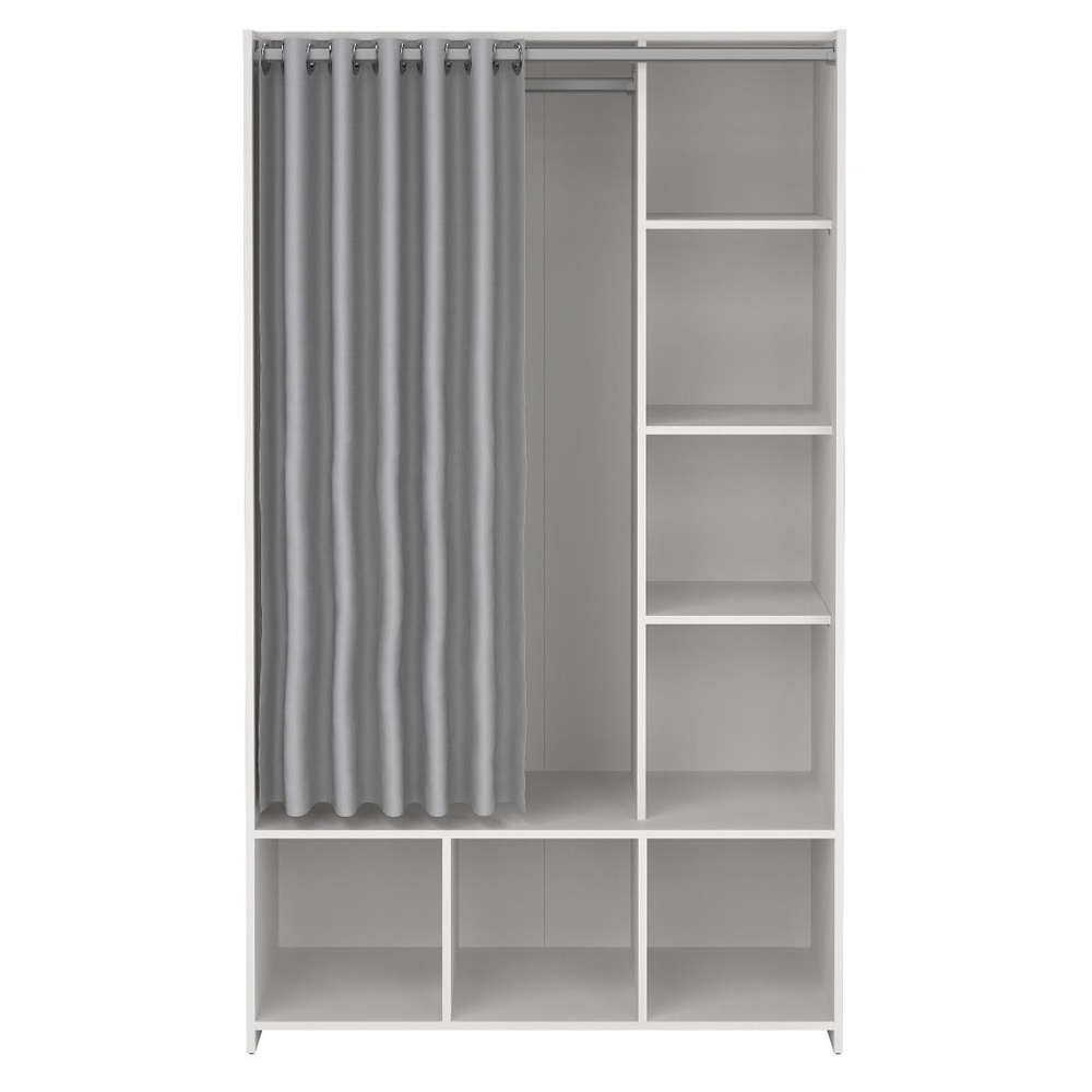 Uxbridge Wooden Open Wardrobe With 7 Shelves In White