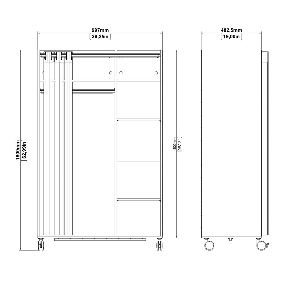 Uxbridge Wooden Open Wardrobe With 6 Shelves In Jackson Hickory Oak