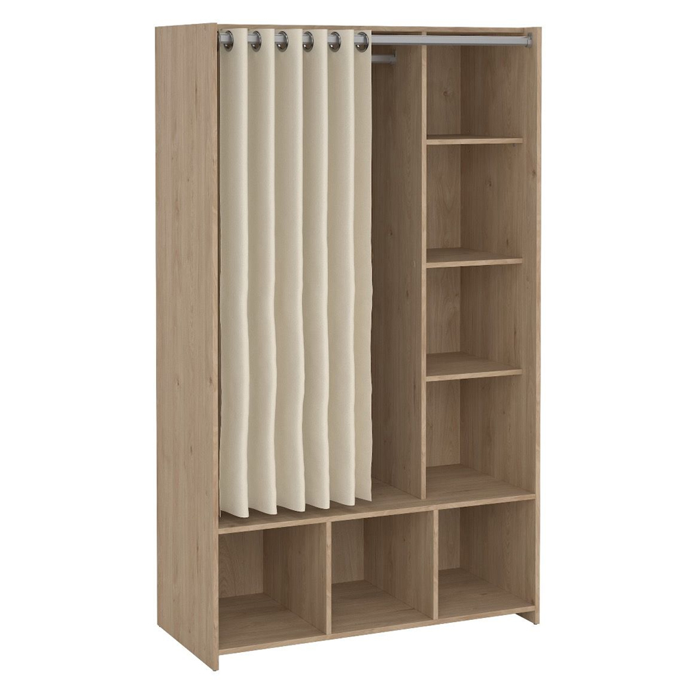 Uxbridge Wooden Open Wardrobe With 7 Shelves In Jackson Hickory Oak