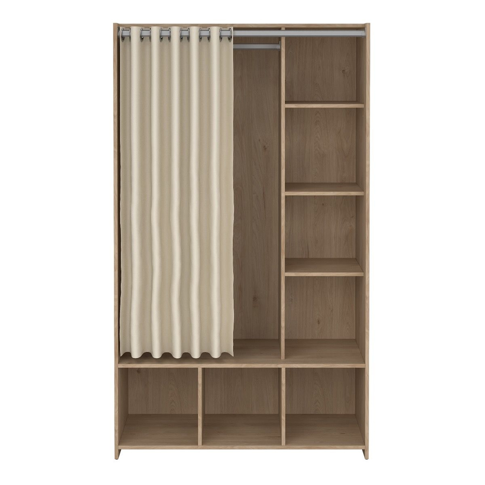 Uxbridge Wooden Open Wardrobe With 7 Shelves In Jackson Hickory Oak