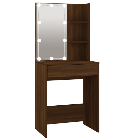 Vachel Wooden Dressing Table In Brown Oak With LED Lights_5
