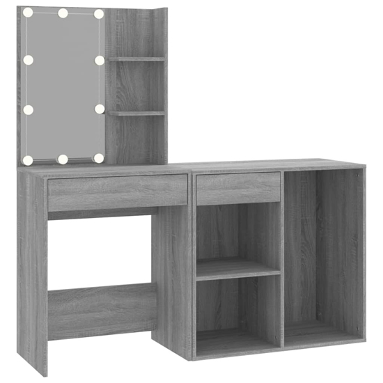 Vachel Wooden Dressing Table In Grey Sonoma Oak With LED Lights