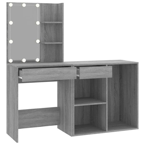 Vachel Wooden Dressing Table In Grey Sonoma Oak With LED Lights_4