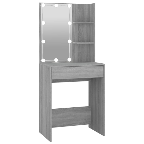 Vachel Wooden Dressing Table In Grey Sonoma Oak With LED Lights