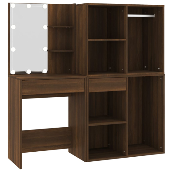 Vadim Wooden Dressing Table In Brown Oak With LED Lights_3