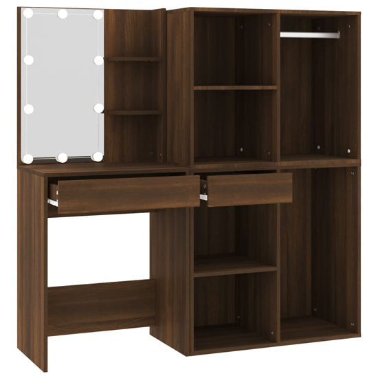 Vadim Wooden Dressing Table In Brown Oak With LED Lights_4