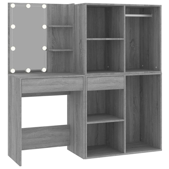 Vadim Wooden Dressing Table In Grey Sonoma Oak With LED Lights