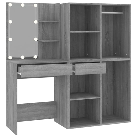 Vadim Wooden Dressing Table In Grey Sonoma Oak With LED Lights_4