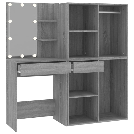 Vadim Wooden Dressing Table In Grey Sonoma Oak With LED Lights