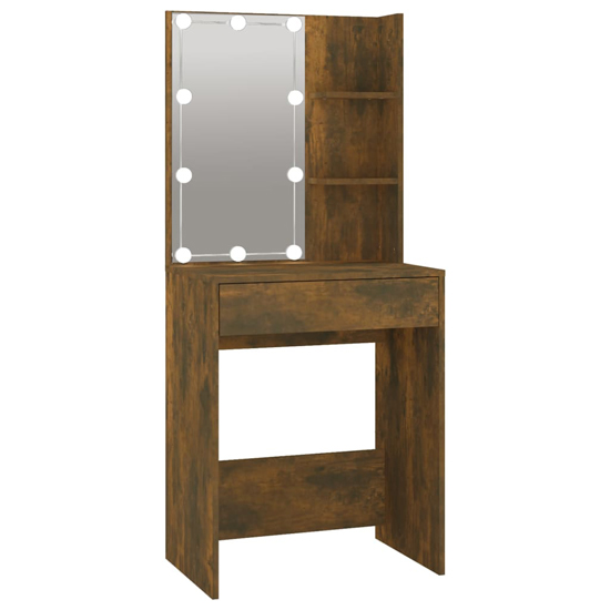 Vadim Wooden Dressing Table In Smoked Oak With LED Lights