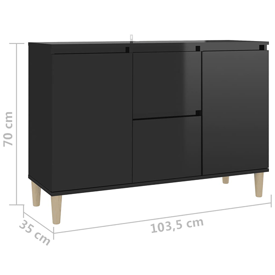 Vaeda High Gloss Sideboard With 2 Doors 2 Drawers In Black_5