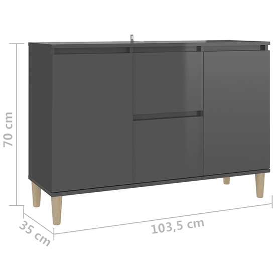 Vaeda High Gloss Sideboard With 2 Doors 2 Drawers In Grey_5