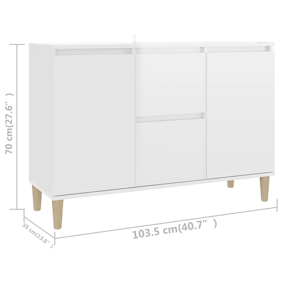 Vaeda High Gloss Sideboard With 2 Doors 2 Drawers In White_4