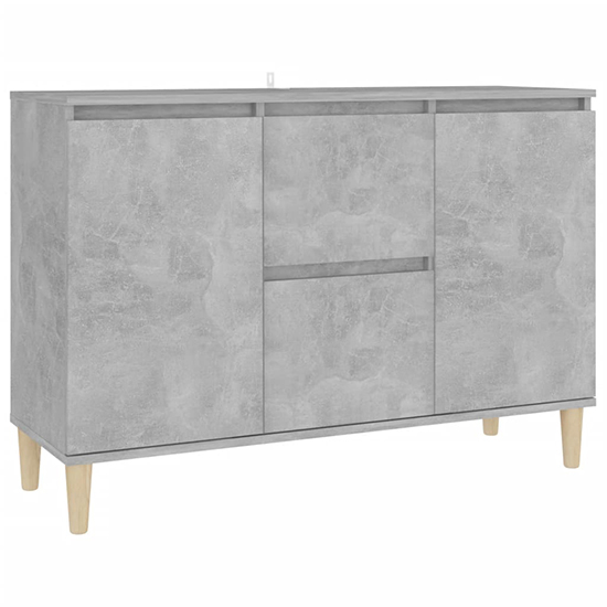 Vaeda Wooden Sideboard With 2 Doors 2 Drawer In Concrete Effect