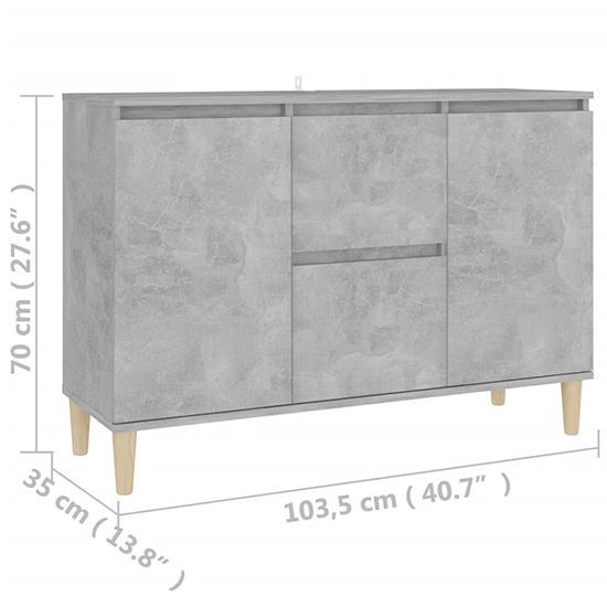 Vaeda Wooden Sideboard With 2 Doors 2 Drawer In Concrete Effect