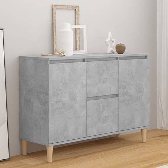 Product photograph of Vaeda Wooden Sideboard With 2 Doors 2 Drawer In Concrete Effect from Furniture in Fashion