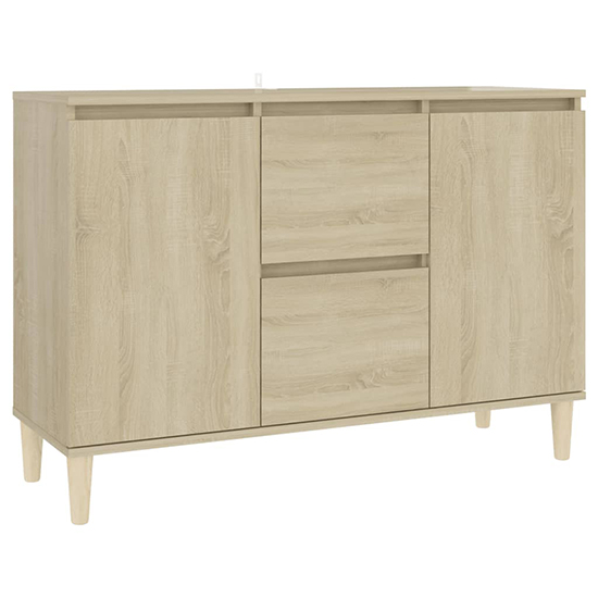 Vaeda Wooden Sideboard With 2 Doors 2 Drawers In Sonoma Oak