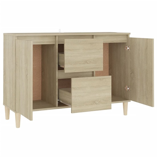 Vaeda Wooden Sideboard With 2 Doors 2 Drawers In Sonoma Oak