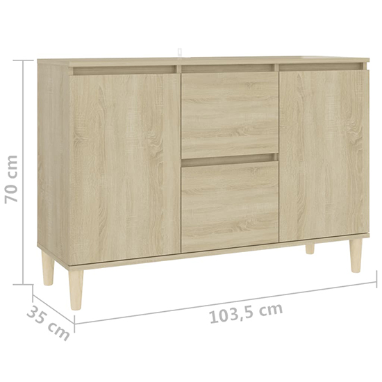 Vaeda Wooden Sideboard With 2 Doors 2 Drawers In Sonoma Oak