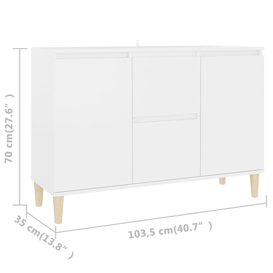 Vaeda Wooden Sideboard With 2 Doors 2 Drawers In White