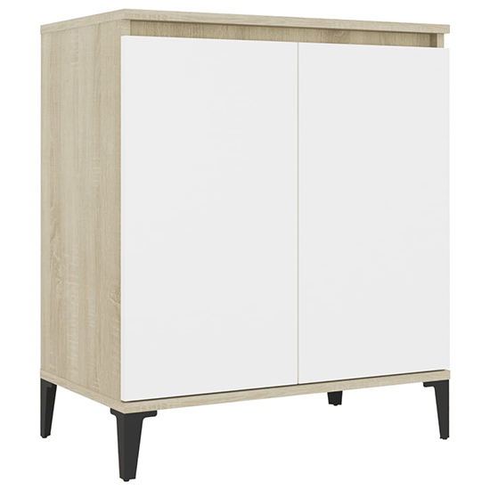 Vaeda Wooden Sideboard With 2 Doors In White And Sonoma Oak_3